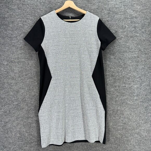 Metaphor Dresses & Skirts - Metaphor Dress Women L Large Gray Shift Midi Zipper Short Sleeve Crew Neck
